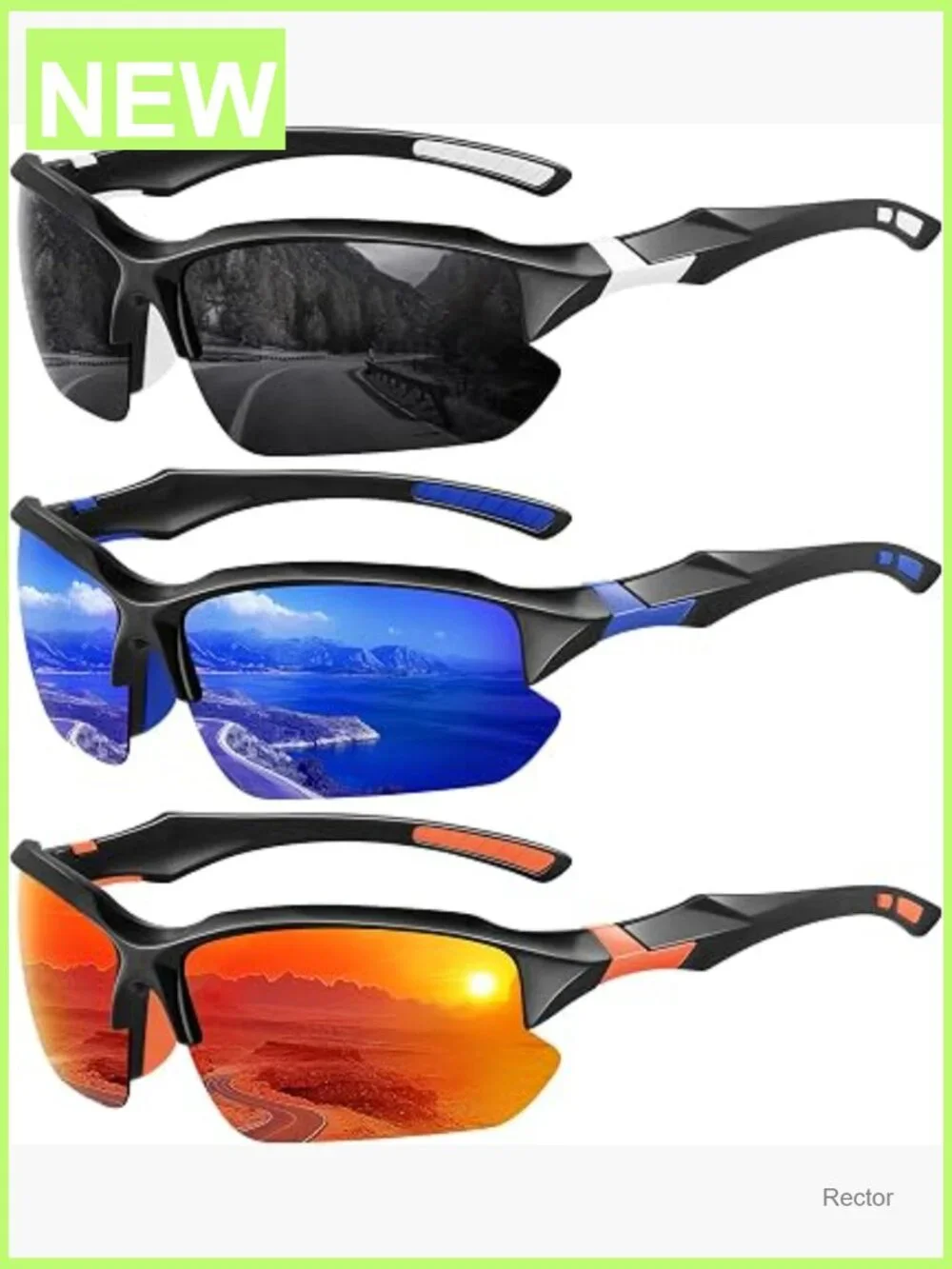 3 Pack Polarized Sports Sunglasses for Running Cycling Driving